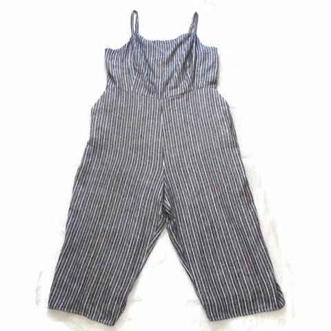 Old Navy Women's White/Blue Sleeveless Striped Wide Leg Comfortable Jumpsuit