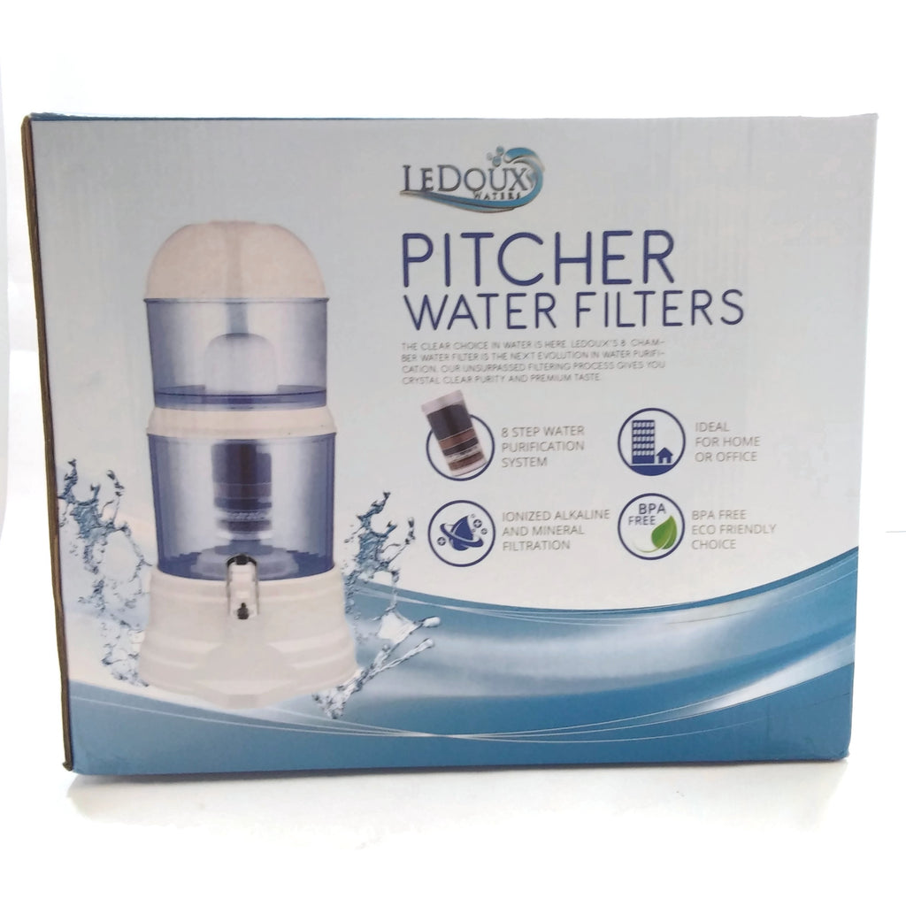 Ledoux Pitcher Water Purification Filter 5 Layer of Mineral Stones BPA Free 4Gal