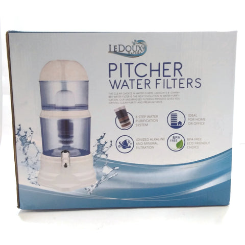 Ledoux Pitcher Water Purification Filter 5 Layer of Mineral Stones BPA Free 4Gal