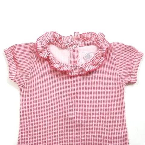 PETIT BATEAU Baby Girl 12 Months / 86 CM  OutFit Bodysuit Short One Piece Pink &