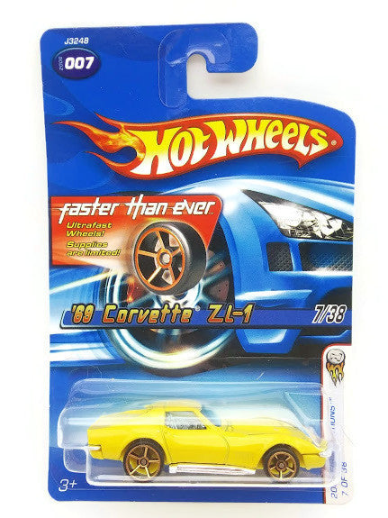 Hot wheels 2006 First Edition 69 Corvette ZL-1 7 Of 38 Yellow Car Collection Toy