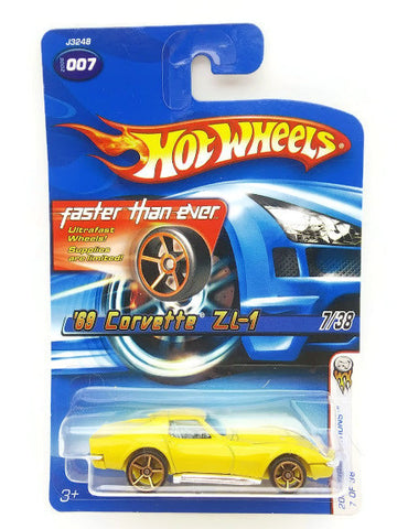 Hot wheels 2006 First Edition 69 Corvette ZL-1 7 Of 38 Yellow Car Collection Toy