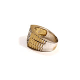 Men's Gold Color Square Ring W/Simulated Diamonds Size 12