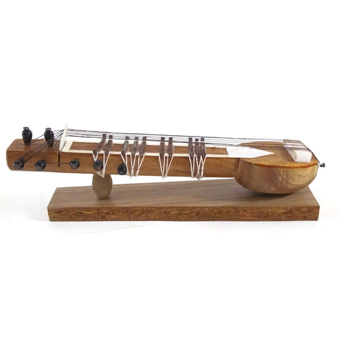 India Handicraft Eastern Miniature Musical Instrument Wooden Sitar 6.5" Vintage