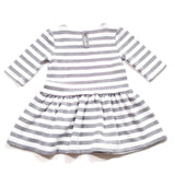 Baby Gap Sweater Dress Girl Gray/White Striped Drop Waist Long Sleeve Skirt 12M