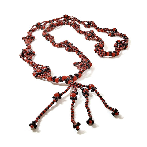 Collar de Elegua/ Elegua Necklace Santeria Lucumi Yoruba Shamanic 35" Red/Black