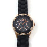 Men Watch With Soft and Flexible Black Silicone Band