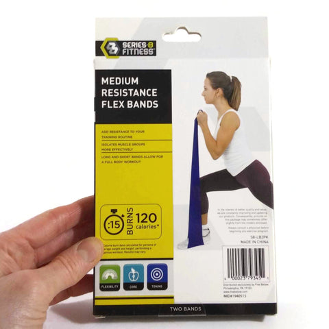 Resistance Flex Bands Medium Two Bands in One Package Red/Blue Fitness Work Out