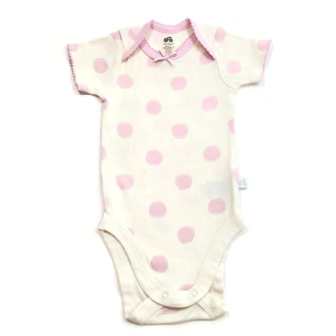 Just Born Organic Cotton Baby Girls Pink Dots OutFit Bodysuit Short One Piece