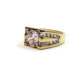 Men's Gold Tone Ring W/ Simulated Diamonds Beautiful Jewelry Jewel Gift for Him