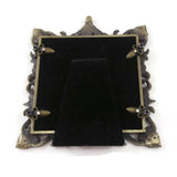 Vintage Ornate Photo Frame Metal W/Red Stones 3x3 Table Top
