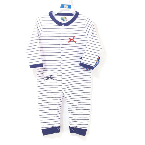 Baby Boy Sleepwear 3/6 Months One Piece Sweet & Soft White Blue