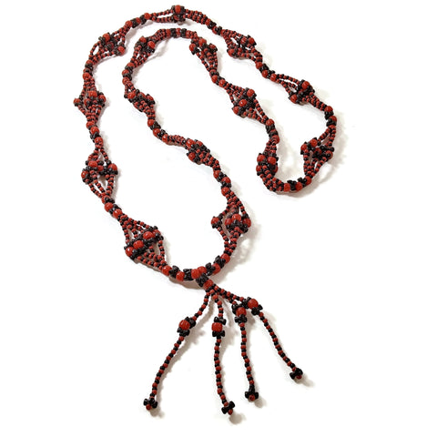 Collar de Elegua/ Elegua Necklace Santeria Lucumi Yoruba Shamanic 35" Red/Black