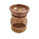 Oil Burner - Natural Soapstone Oil Diffuser Round Elephant  4" Hand-Carved