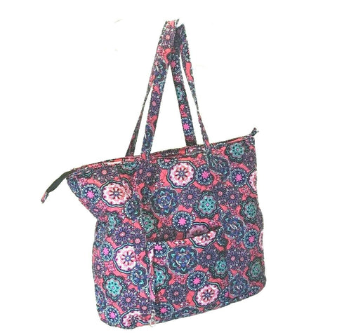 Fabric Women's Bag Shoulder Handbag Purse Tote Pouch Floral Printed Pink Purple