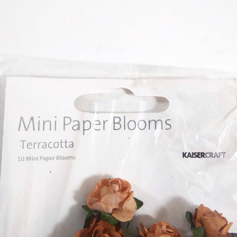 Kaisercraft Mini Paper Blooms Flowers W/Wire Stem 10/Pkg-Terra Cotta 0.5" - F652