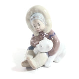 LLADRO Figurine Eskimo Girl Hugging a Polar Bear Vintage Collectible Statuette