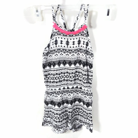 The Children's Place Girls Print Romper Overall Sleeveless Shorts Black/White S