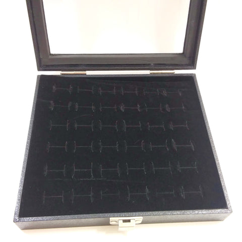 Ring Display Showcase with Velvet Insert Liner Jewelry Organizer 36 Slots Black