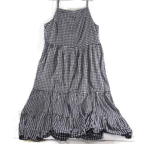 Old Navy Women's Maxi Dresses Long Plaid Black/White Sleeveless Tiered Dress 2XP