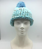 Winter Hat 100% Wool Knitted Handmade Unisex Warm Cap Pom Pom Beanie Blue OZ
