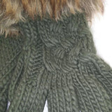 Winter Knit Gloves, Women's Faded Glory Fur Trimmed, Olive Drab - New