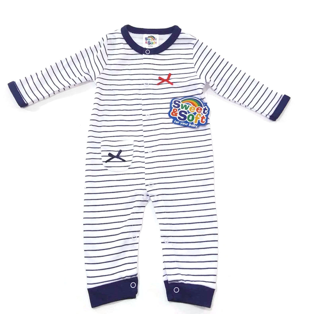 Baby Boy Sleepwear 3/6 Months One Piece Sweet & Soft White Blue
