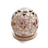 Handmade Incense Burner for Cones and Candles Soapstone Carved Flowers