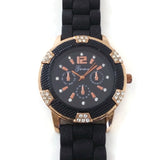 Men Watch With Soft and Flexible Black Silicone Band
