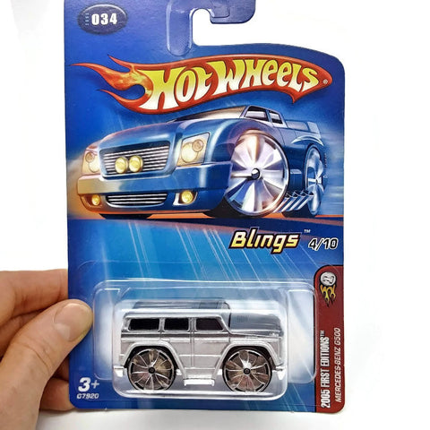 Hot Wheels 2005 First Editions, Mercedes-Benz G500, Blings 4/10 #034, Gray, NEW
