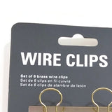 Set of 6 Brass Gold Wire Clips Paper-Clips Office Supply