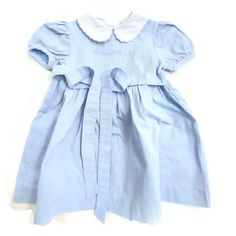 6 Months Baby Girls Short Sleeves Dress Light Blue White Infant Toddler Dresses
