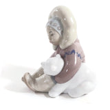 LLADRO Figurine Eskimo Girl Hugging a Polar Bear Vintage Collectible Statuette