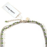 Laila Rowe Floral Pendant Necklace Silver Tone Jewelry Green/Yellow Trinket Gift