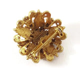 Women's Brooch Jewelry Gold-Tone Stones Trinket Lapel Dress Pin Gift for Her VTG