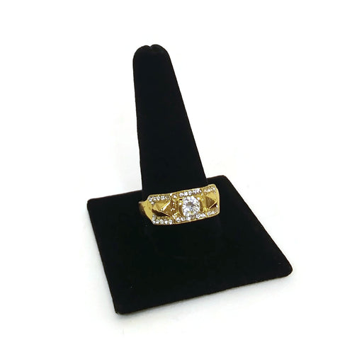 Unisex Gold Tone Ring W/Simulated Diamonds Men Women Jewelry Size 12.25 Gift