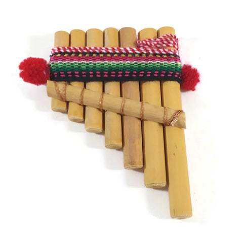 Andean Indian Bamboo Pan Pipes Flute 7 small Pipes W 2.5" x L 4" Handmade - NEW