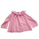 Jacadi Paris 18 Months Infant/Baby Girl Pink/White Striped Tunic Long Sleeves