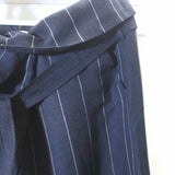 Women MANGO SUIT Faison Tie Waist Wide Leg Pants Blue Striped