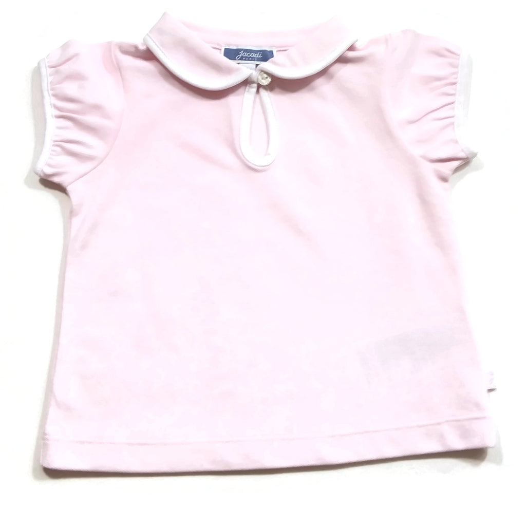 Jacadi Paris Baby Girl Toddler Polo Shirt Short Sleeve Top T-Shirt Pink 12M