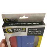 Resistance Flex Bands Medium Two Bands in One Package Red/Blue Fitness Work Out