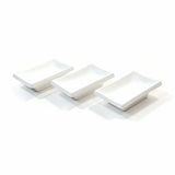 Sushi Dish Dipping Sauce White Ceramic Rectangular 3 Pieces NEW