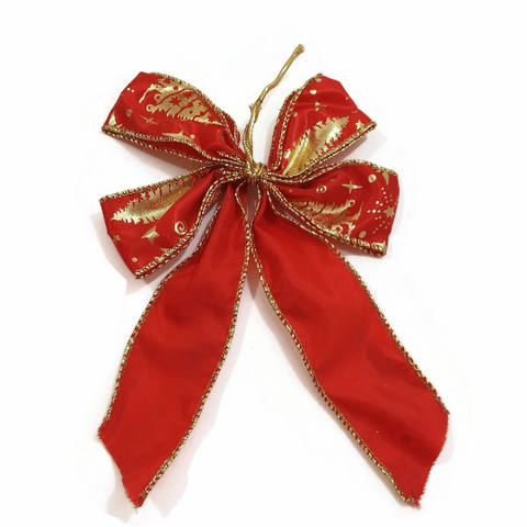 Wired Glitter Christmas Ribbon Bow Christmas Tree Decoration Ornaments Holidays