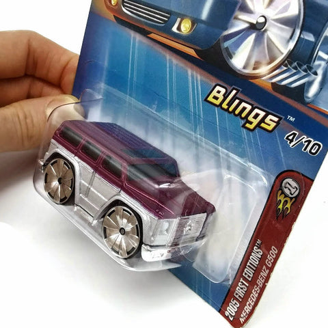 Hot Wheels 2005 First Editions, Mercedes-Benz G500, Blings 4/10 #034, Gray/Purpl