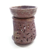 Natural Oil Diffuser Soapstone Oil Burner Round Leaves 4" Handmade