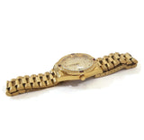 Unisex Gold Color & Red W/Simulated Diamonds Bracelet Analog Wrist Watch