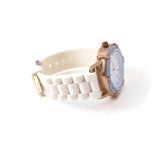 Unisex Bracelet Watch With White Soft Flexible Silicone Band Wristwatch Goldtone