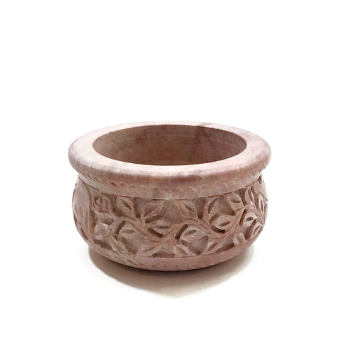 Soapstone Decorative Smudging Bowl Pot Incense Resin Burner Hand-Carved India