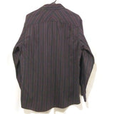 Men's Cotton Striped Casual Long Sleeve Dress Shirt Dark Gray Medium