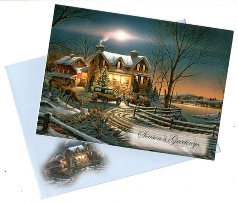 Vintage Season's Greetings Christmas Blessings Greeting Card